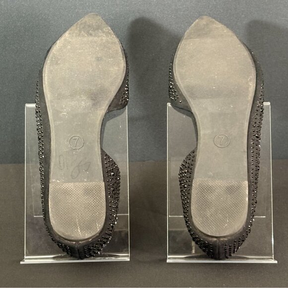 MOSSIMO WOMENS BLACK RHINESTONE STUDDED d'ORSAY SPARKLING BALLET POINTED FLATS - Picture 3 of 8